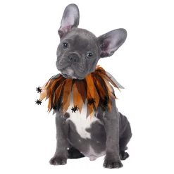 Collier pour chien Halloween franges orange avec araignées