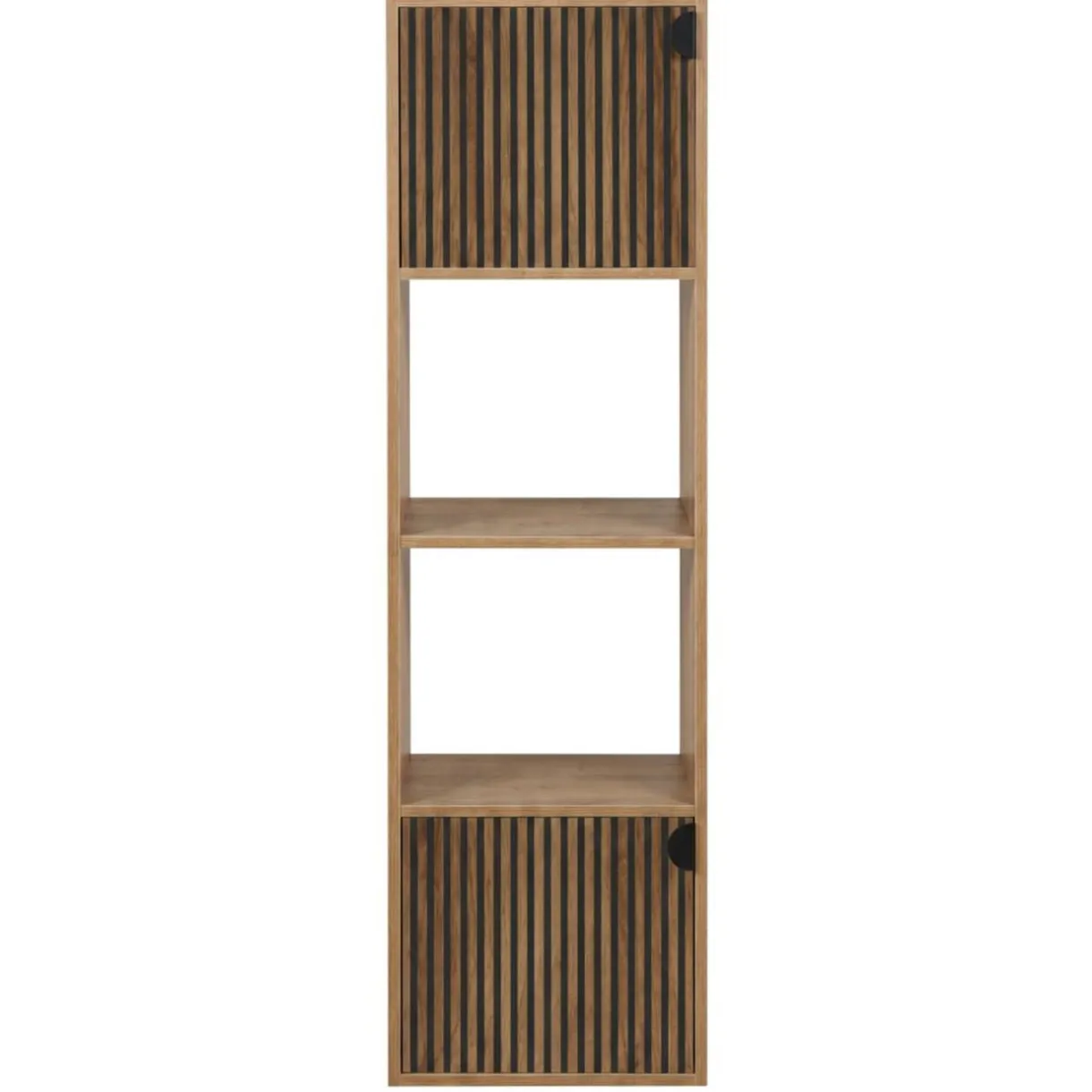 Colonne Adam 4 cases dont 2 portes bois marron 30x29,5xH120cm < Gifi Outlet