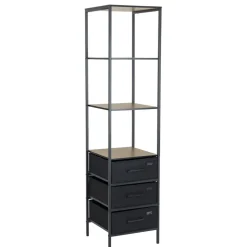 Colonne de rangement salle de bain 3 étagères 3 tiroirs métal noir 40x40xH167cm < Gifi Clearance