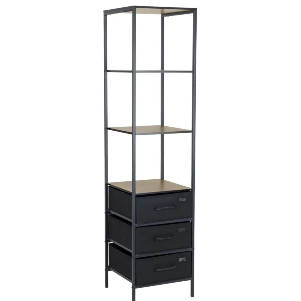 Colonne de rangement salle de bain 3 étagères 3 tiroirs métal noir 40x40xH167cm < Gifi Clearance