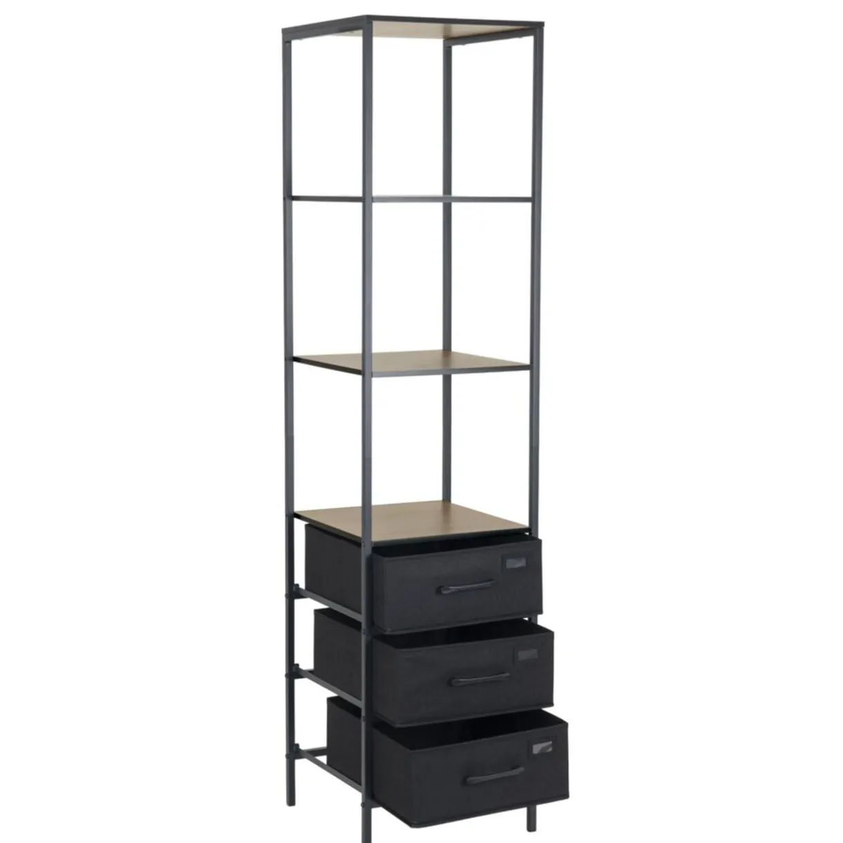 Colonne de rangement salle de bain 3 étagères 3 tiroirs métal noir 40x40xH167cm < Gifi Clearance