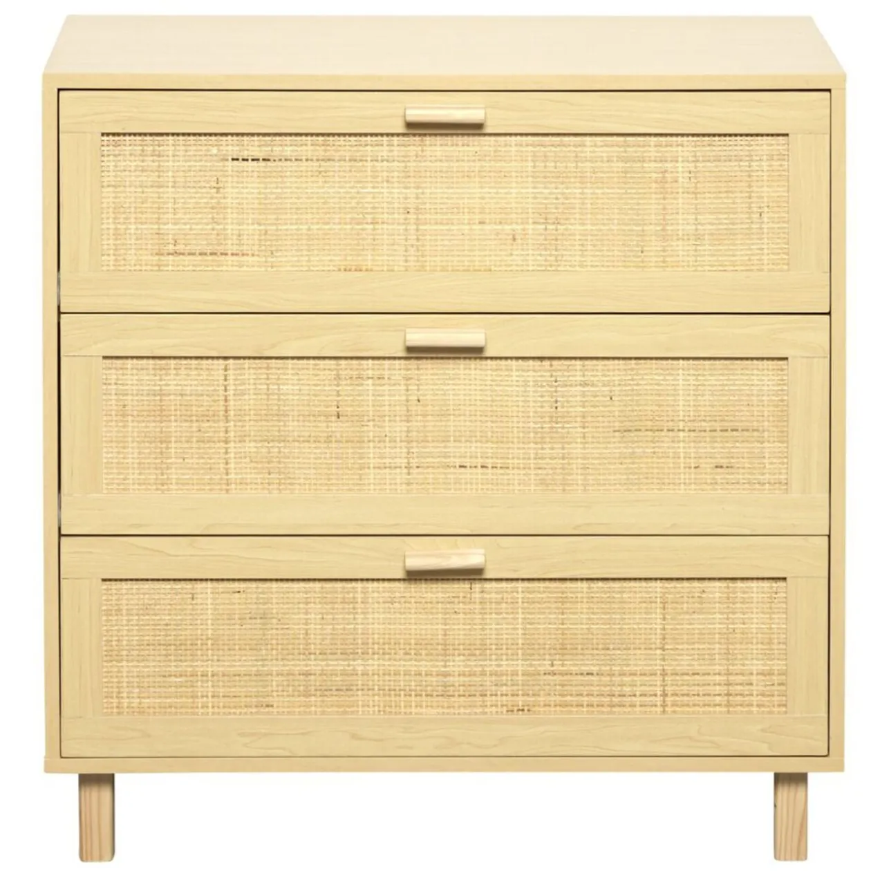 Commode Kanna 3 tiroirs cannage rotin L.80 x P.40 x H.80 cm
