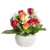 Composition florale artificielle rose orchidée bruyère orange vasque Ø40cm