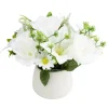 Composition florale artificielle en pot rose blanche et lys blanc Ø24xH22cm < Gifi Online