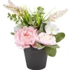 Composition florale artificielle pot pivoine/hortensia blanc et rose H26cm