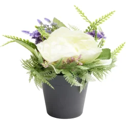 Composition florale artificielle pot pivoine/lavande/fougère H26cm < Gifi New