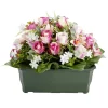 Composition florale artificielle rose orchidée bruyère jardinière L50xH42cm