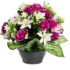 Composition florale artificielle rose orchidée bruyère orange jardinière H42cm