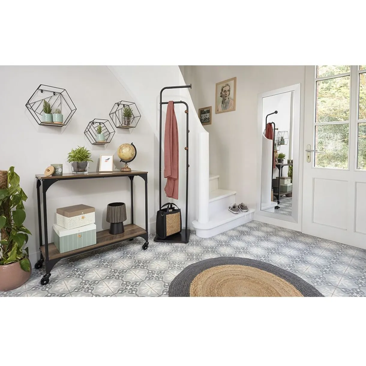 Console Detroit bois métal noir et marron 80x30xH72 cm < Gifi Hot