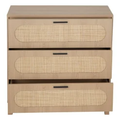 Console en bois et rotin Kanna 3 tiroirs 80x40xH80cm < Gifi Discount