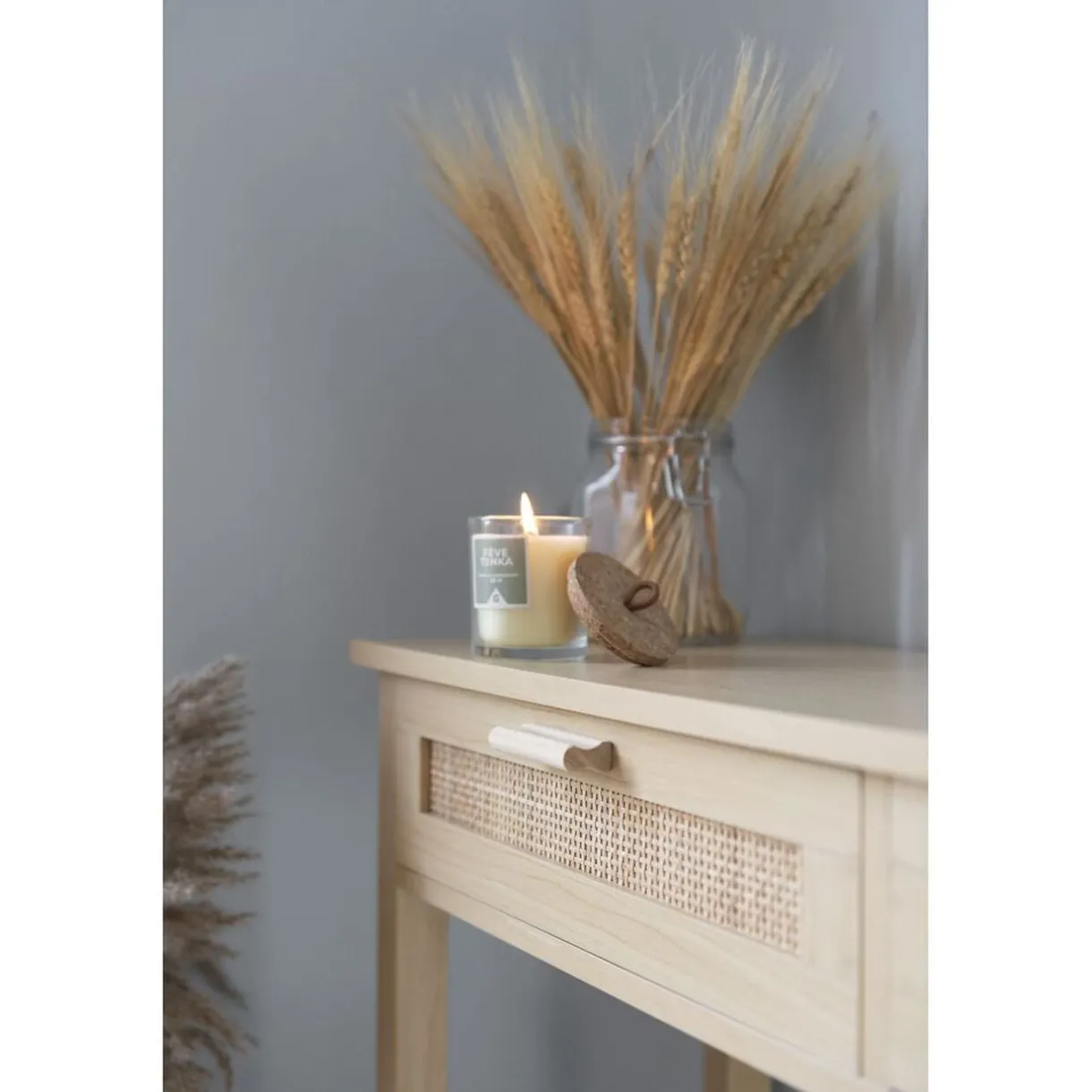 Console Kanna 2 tiroirs cannage rotin L.100 x P.30 x H.75 cm < Gifi Online