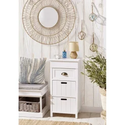 Console 3 tiroirs 1 poignée métal structure bois blanc 39x29xH76cm < Gifi