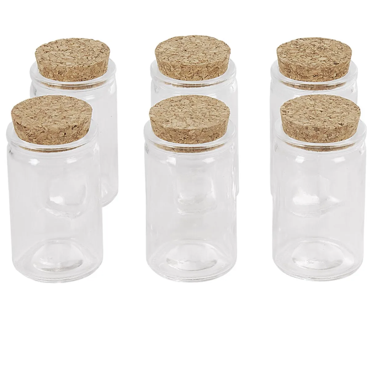 Contenant cylindrique en verre avec bouchon en liège x6