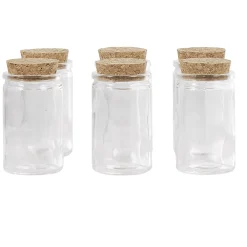 Contenant cylindrique en verre avec bouchon en liège x6