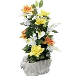 Coquillage en ciment statuette ange fleur artificielle orange et blanc < Gifi Clearance