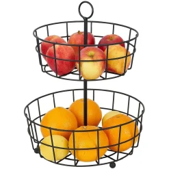 Corbeille à fruits 2 niveaux métal noir Ø28xH38cm < Gifi New