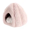 Couchage animal niche avec coussin tissu velours côtelé rose 40x40xH36cm < Gifi Online
