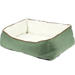 Couchage pour animal taille S L60X45XH19 cm vert et blanc