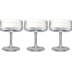Coupe champagne X3 motif strié 240 ml Ø10XH12 cm verre transparent < Gifi Discount