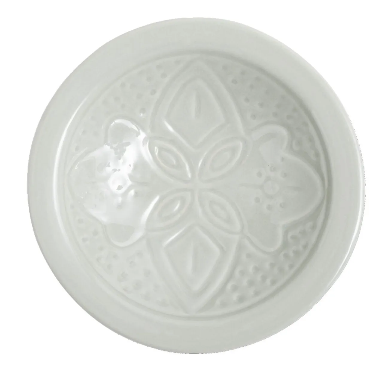 Coupelle creuse faïence unie verte avec motif en relief Ø14xH4cm