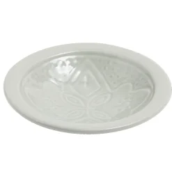 Coupelle creuse faïence unie verte avec motif en relief Ø14xH4cm