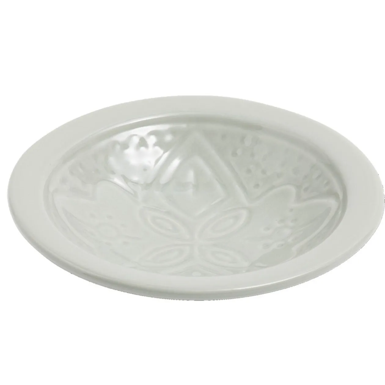 Coupelle creuse faïence unie verte avec motif en relief Ø14xH4cm