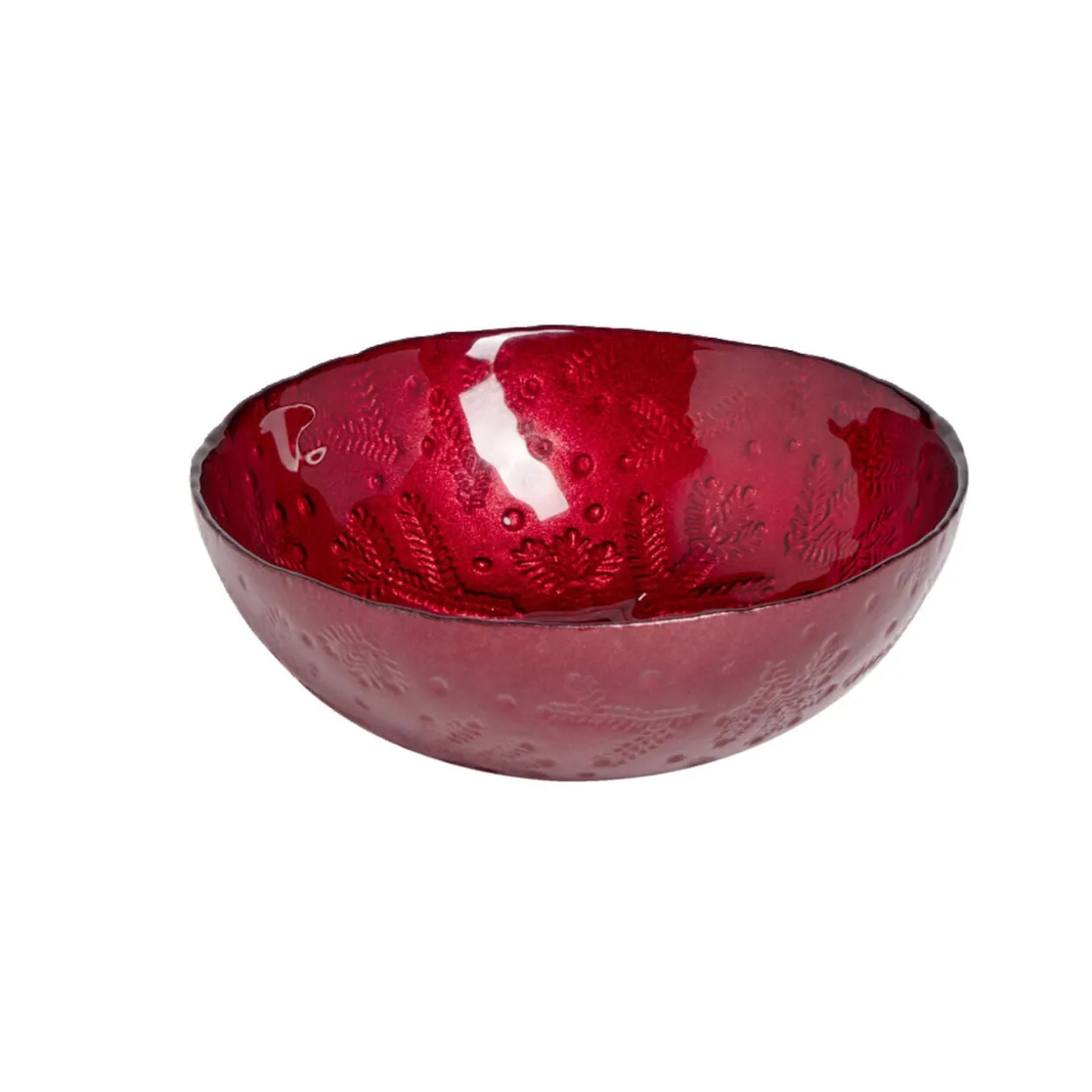 Coupelle en verre 200ml motif branches de sapin Ø12xH4,5cm - 3 coloris