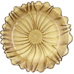 Coupelle forme fleur verre jaune ambre Ø20xH5cm