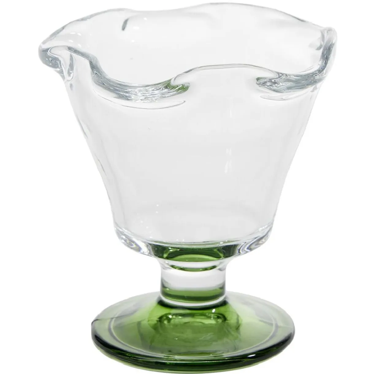 Coupelle à glace en verre avec pied coloré Ø10,6xH11,7cm < Gifi