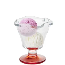 Coupelle à glace en verre avec pied coloré Ø10,6xH11,7cm < Gifi