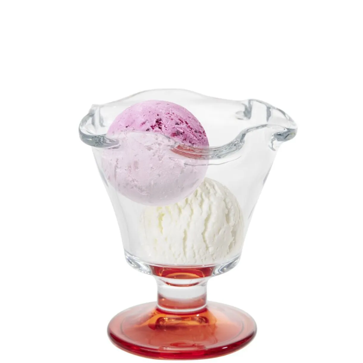Coupelle à glace en verre avec pied coloré Ø10,6xH11,7cm < Gifi