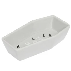Coupelle Halloween forme cercueil dolomite blanc 9,5x17,5cm