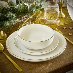 Coupelle Oslo faïence blanche avec bord doré Ø20cm