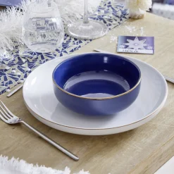 Coupelle Oslo faïence bleu marine avec bord doré Ø15xH10cm < Gifi Clearance