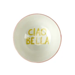 Coupelle porcelaine "Ciao Bella" blanche et jaune Ø11,5cm