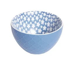 Coupelle porcelaine motif fleur bleue et blanche Ø13xH7,2cm
