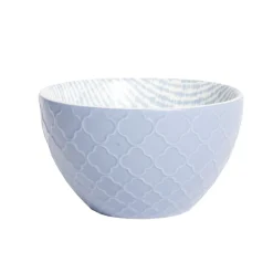 Coupelle porcelaine motif tissé blanc et bleu pastel Ø13xH7,2cm < Gifi New