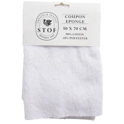 Coupon tissu coton éponge 50x70cm blanc