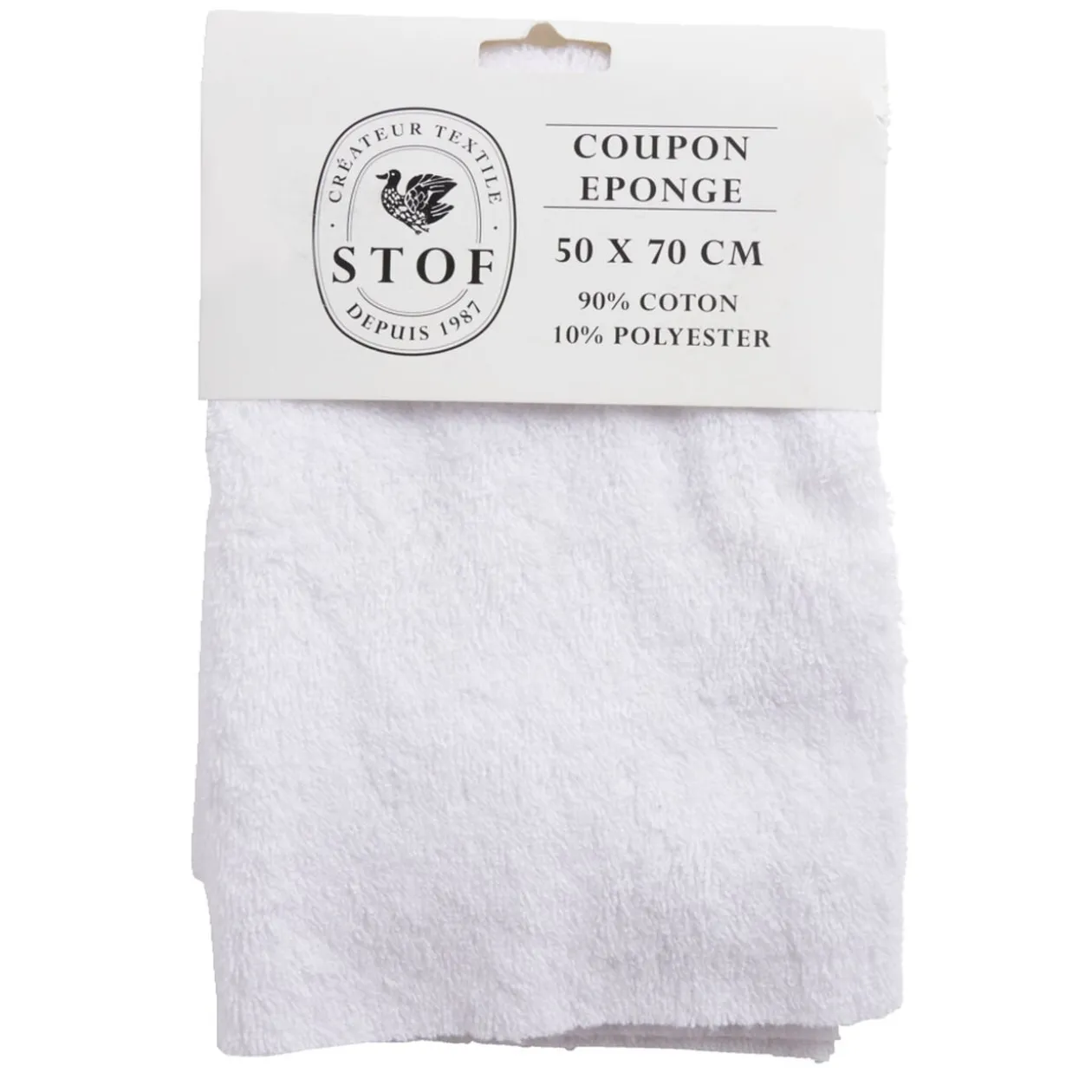 Coupon tissu coton éponge 50x70cm blanc