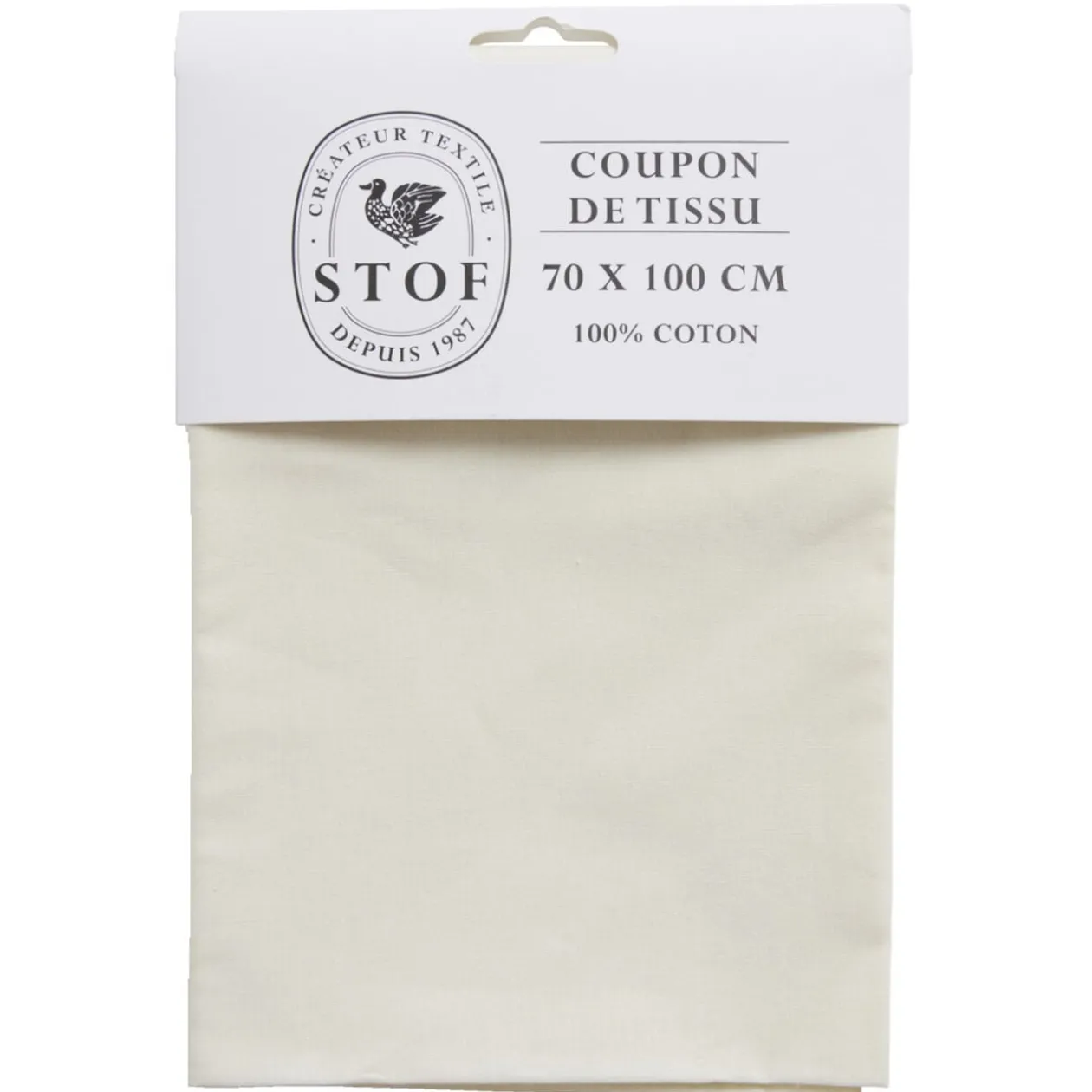 Coupon tissu coton 70x100cm blanc écru