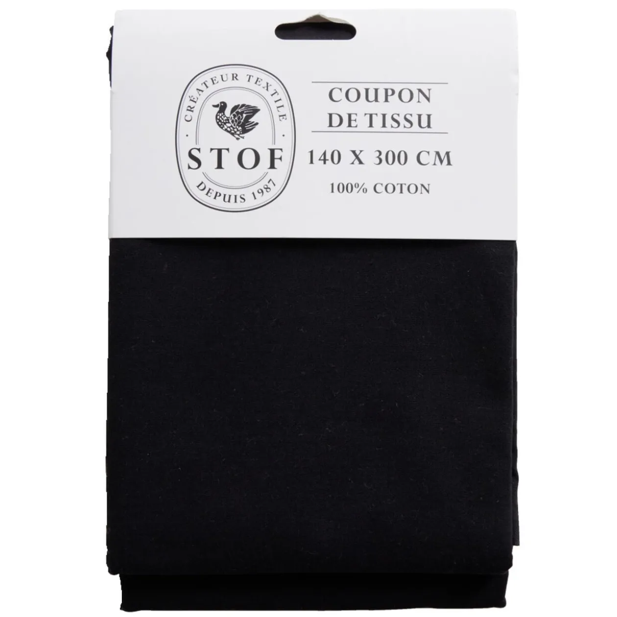 Coupon tissu coton 140x300cm noir