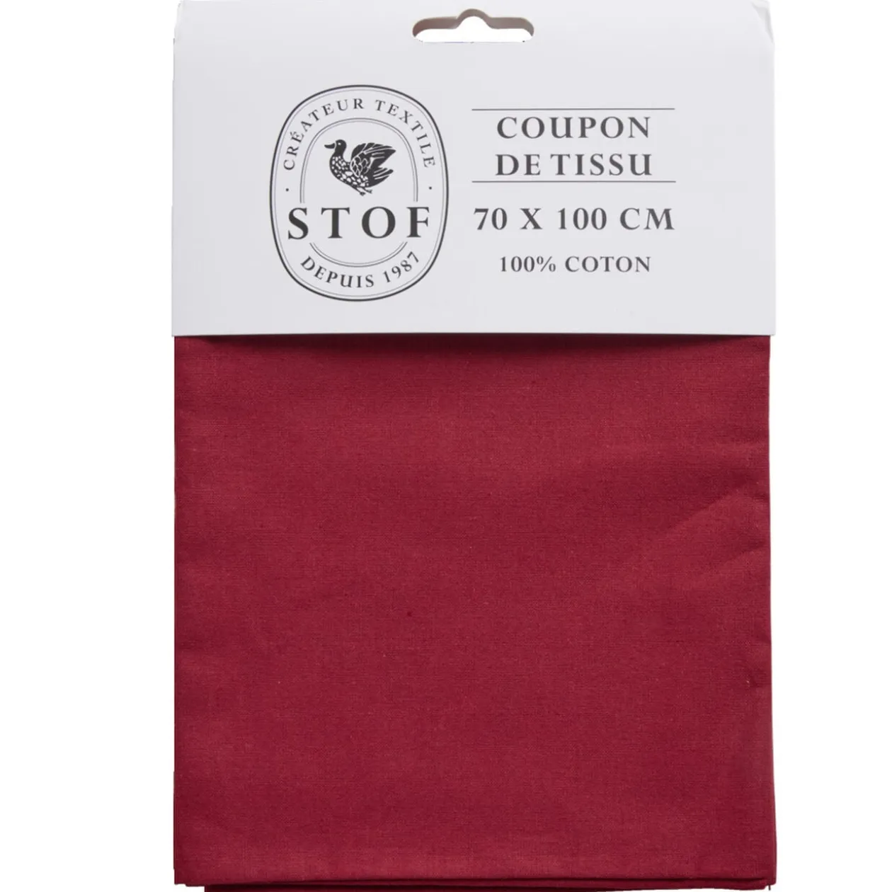 Coupon tissu coton 70x100cm rouge bordeaux