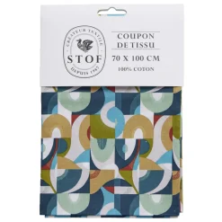 Coupon tissu imprimé abstrait 70x100cm coton bleu multicolore < Gifi Best