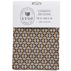 Coupon tissu imprimé Eugène 70x100cm coton bleu, noir et marron < Gifi Online