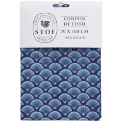 Coupon tissu imprimé Fortuna 70x100cm coton bleu marine et bleu < Gifi Sale