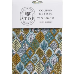 Coupon tissu imprimé Herboriste 70x100cm coton jaune moutarde < Gifi Discount
