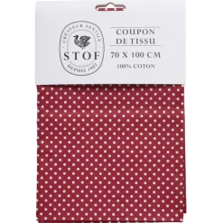 Coupon tissu imprimé pois 70x100cm coton rouge et blanc