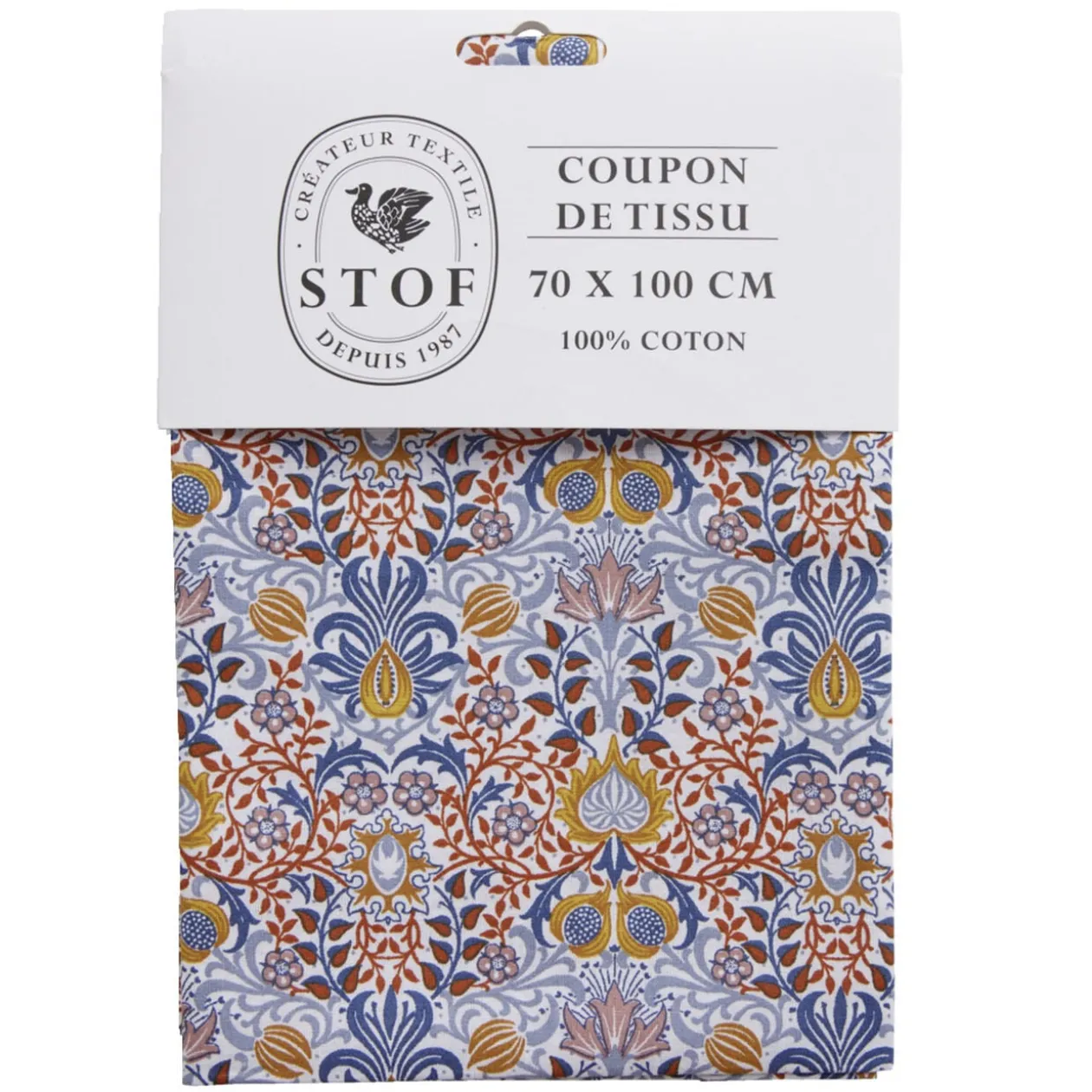 Coupon tissu imprimé Yvette 70x100cm coton rouge