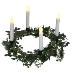 Couronne centre de table eucalyptus artificiel avec chandelle LED x4
