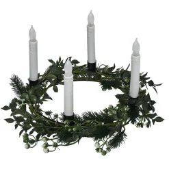 Couronne centre de table eucalyptus artificiel avec chandelle LED x4